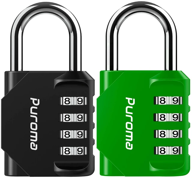 Main image of 2 Combination Lock Locker 4 Digits Combo Padlock Gym Green & Black | For School Gate Fence Toolbox Hasp Storage, Outdoor, Resettable, Weatherproof, Side Window, Crack Cut Resist, Hardened Steel