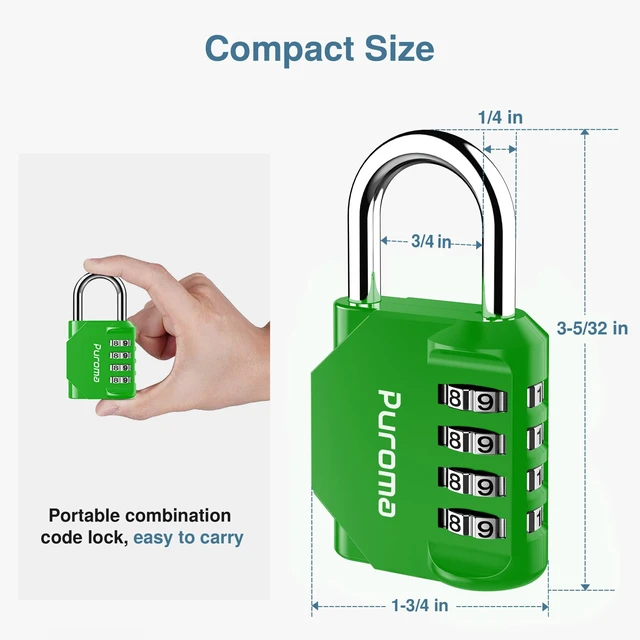 Alt view image 5 of 7 - 2 Combination Lock Locker 4 Digits Combo Padlock Gym Green & Black | For School Gate Fence Toolbox Hasp Storage, Outdoor, Resettable, Weatherproof, Side Window, Crack Cut Resist, Hardened Steel
