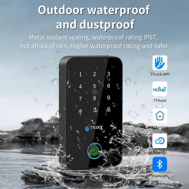 Alt view image 2 of 7 - Waterproof Fingerprint Access Control Machine Smart TT-Lock APP Door Access Control Security System NFC Bluetooth Digital Keypad RFID Card Reader+10 Keychains (MJ03F-TT-LOCK-Gray)