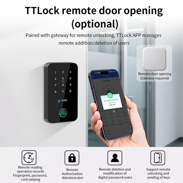 Alt view image 5 of 7 - Waterproof Fingerprint Access Control Machine Smart TT-Lock APP Door Access Control Security System NFC Bluetooth Digital Keypad RFID Card Reader+10 Keychains (MJ03F-TT-LOCK-Gray)