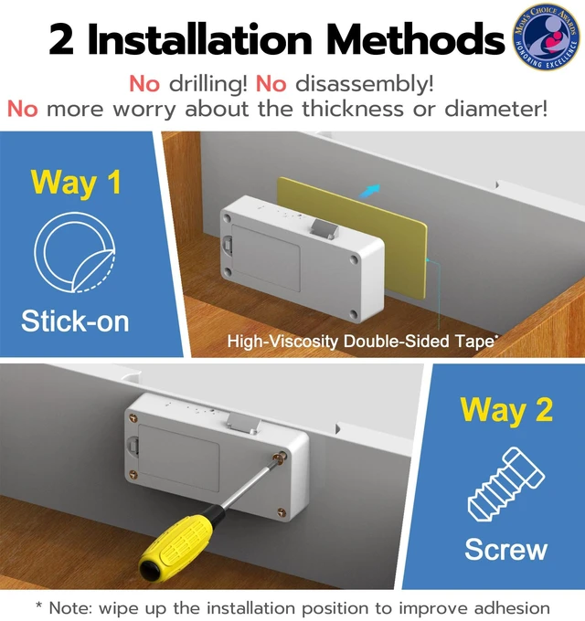 Alt view image 3 of 7 - Smart Cabinet Lock, Baby Proofing Child Proof Hidden Drawer Locks | Hidden No Drill Adhesive Keyless RFID Bluetooth App Cabinet Locks for Adults File Kitchen Cupboard Liquor Closet - White