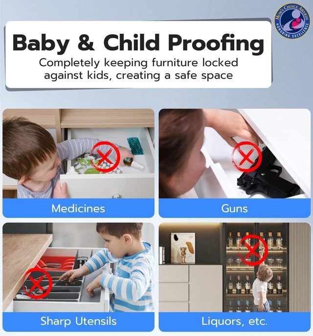 Alt view image 5 of 7 - Smart Cabinet Lock, Baby Proofing Child Proof Hidden Drawer Locks | Hidden No Drill Adhesive Keyless RFID Bluetooth App Cabinet Locks for Adults File Kitchen Cupboard Liquor Closet - White
