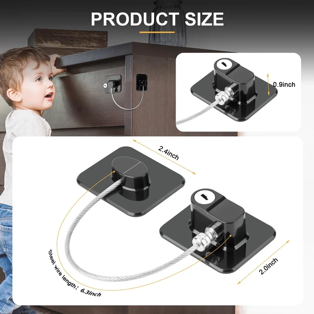 Alt view image 4 of 6 - Fridge Lock, 2PCS Upgraded Refrigerator Lock for Freezer, Cabinets and Drawers, Air Fryer, Closets, Windows, Doors, Durable ABS with Adhesive Backing, Easy Install, No Tools Needed, Black