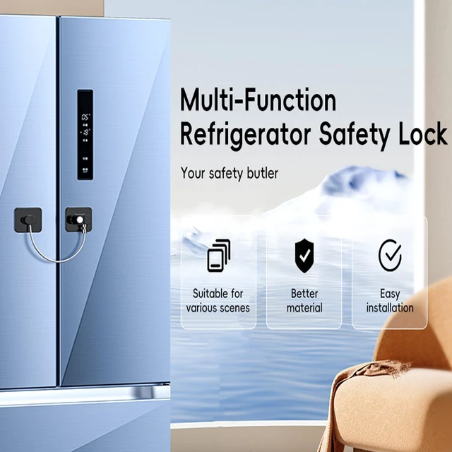 Alt view image 3 of 5 - 2 Pack Refrigerator Locks with 4 Keys, Child Safety Lock for Fridge Door Locks, Cabinets, Freezer, Desk Drawers, Wardrobes, Closets, Windows-No Tools Need or Drill (Patent)