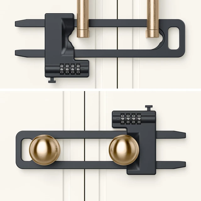 Main image of Code Cabinet Lock, 2 Pack, Keyless Double Door Drawer Lock, Long Ver | Keyless lockout to cabinet, drawer, cupboard closet and freezer, made of metal for childproof, adjustable, coded lock