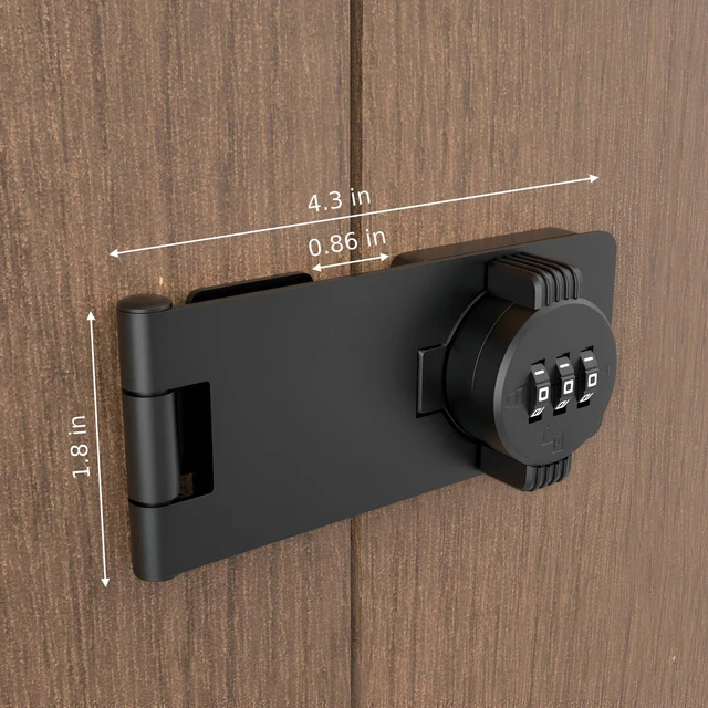 Alt view image 2 of 6 - Keyless Combination Lock 3-Digit Combination Lock for Doors Twist Knob Hasp Latch Lock with Password Code Zinc Alloy Door Latch for Kitchen Drawers, Cabinets, Cupboard (Black)