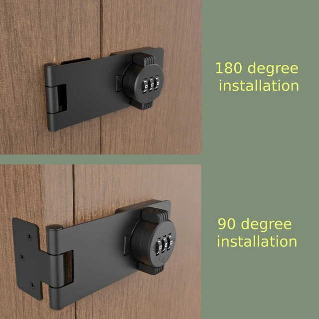 Alt view image 3 of 6 - Keyless Combination Lock 3-Digit Combination Lock for Doors Twist Knob Hasp Latch Lock with Password Code Zinc Alloy Door Latch for Kitchen Drawers, Cabinets, Cupboard (Black)