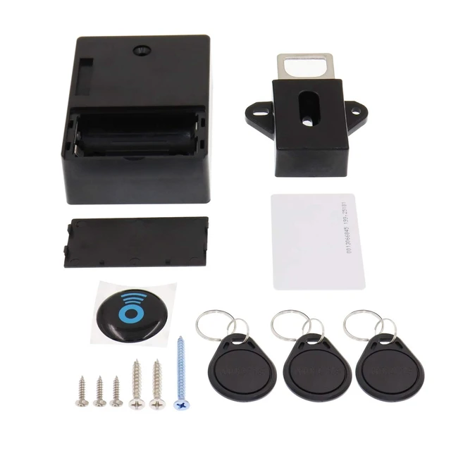 Alt view image 6 of 6 - RFID Electronic Cabinet Lock Hidden DIY for Wooden Cabinet Locker Drawer Cupboard (Black)