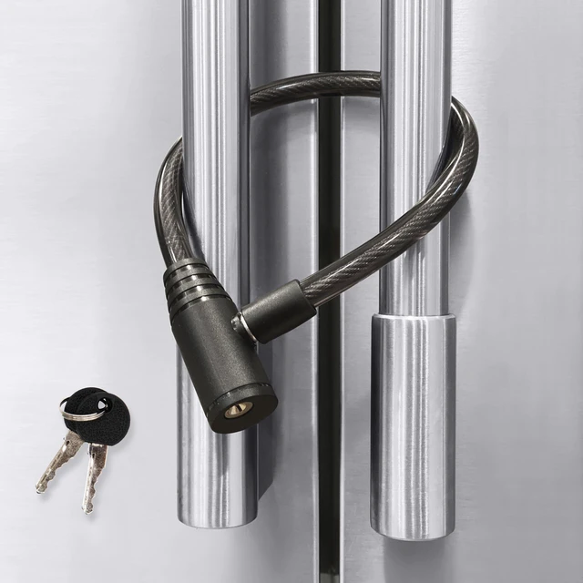 Main image of Child-Proof Refrigerator Lock for Kids & Adults - Lock for French Door Fridge and Cabinet (Regular, Black - 1 Pack)