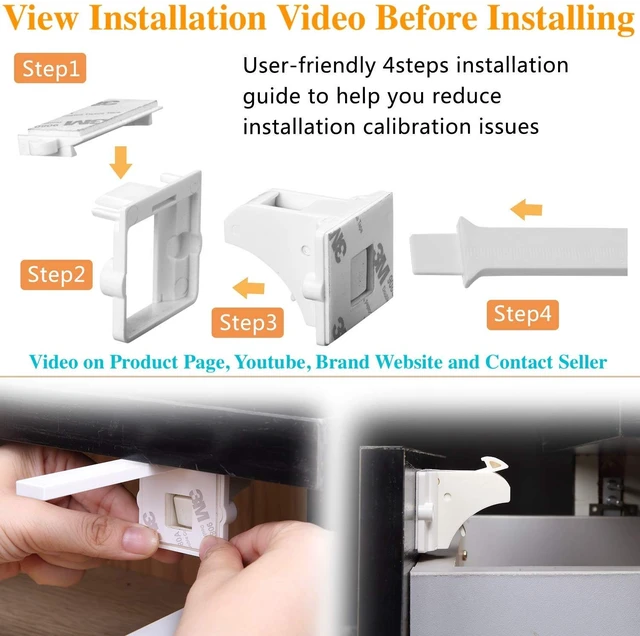 Alt view image 5 of 6 - Adhesive Magnetic Locks for Cabinets & Drawers (10 Locks and 2 Keys) | Helps keep kids out of cabinets
