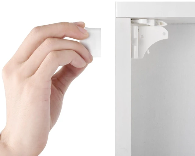 Alt view image 6 of 6 - Adhesive Magnetic Locks for Cabinets & Drawers (10 Locks and 2 Keys) | Helps keep kids out of cabinets