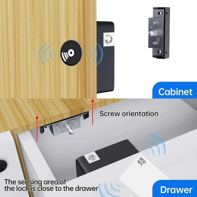 Alt view image 6 of 7 - RFID Electronic Cabinet Lock, Smart NFC Drawer Locks, Hidden Card Lock for Wooden Cabinet Cupboard Drawer Furniture