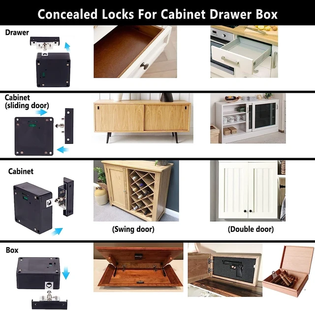 Alt view image 7 of 7 - RFID Electronic Cabinet Lock, Smart NFC Drawer Locks, Hidden Card Lock for Wooden Cabinet Cupboard Drawer Furniture