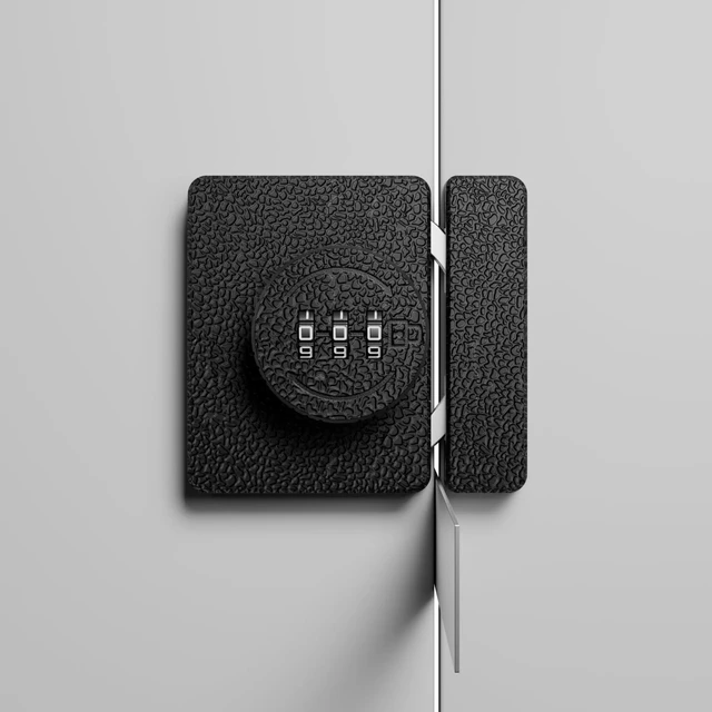 Alt view image 2 of 7 - Keyless Cabinet Lock 3-Digit Combination for Swinging/Sliding Door Drawer Cupboard Locker Closet Wooden Box Hook-Locking (Black, 180 Degree)