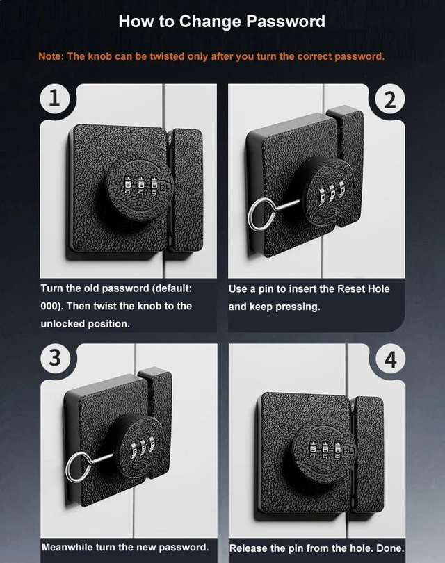 Alt view image 7 of 7 - Keyless Cabinet Lock 3-Digit Combination for Swinging/Sliding Door Drawer Cupboard Locker Closet Wooden Box Hook-Locking (Black, 180 Degree)