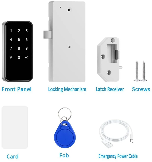 Alt view image 6 of 7 - RFID Lock Digital Keyless Cabinet Locks with Password & Card Access, Dual & Single Unlock Modes, Public/Private Use, Touch Keypad for Gym Lockers, Drawers, Office Cabinets