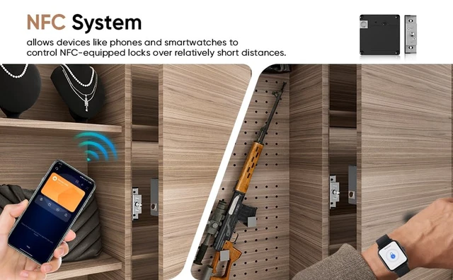 Alt view image 3 of 7 - Smart Cabinet Lock Hidden Invisible RFID Kid Keyless Drawer Locks for Adults Children Proof,TTlock APP Compatible with Alexa & Google Home for Sliding Cabinet and Box,No Drilling,NFC,Card