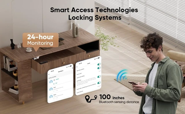Alt view image 4 of 7 - Smart Cabinet Lock Hidden Invisible RFID Kid Keyless Drawer Locks for Adults Children Proof,TTlock APP Compatible with Alexa & Google Home for Sliding Cabinet and Box,No Drilling,NFC,Card