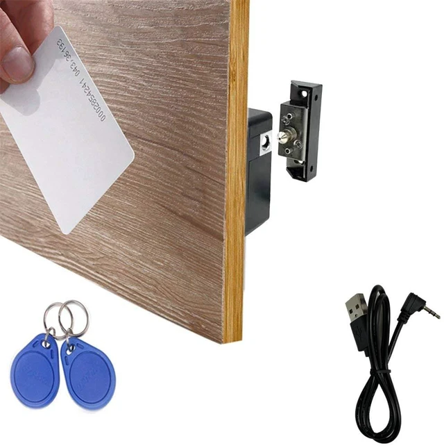 Main image of RFID Lock Electronic Cabinet Lock, Hidden DIY Lock with USB Cable for Wooden Cabinet Drawer Locker Cupboard (1 Pack)