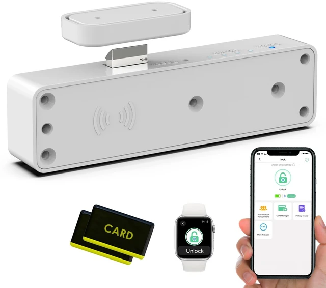 Main image of RFID Cupboard Lock, Bluetooth Electronic Child Proof Cupboard Cabinet Drawer Lock for Kitchen Liquor Cabinet Drawer Locker Cupboard-White