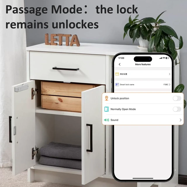 Alt view image 7 of 7 - RFID Cupboard Lock, Bluetooth Electronic Child Proof Cupboard Cabinet Drawer Lock for Kitchen Liquor Cabinet Drawer Locker Cupboard-White