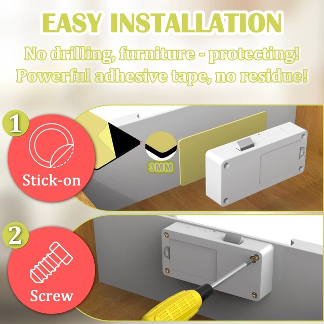 Alt view image 3 of 7 - Smart Cabinet Lock, Hidden RFID Keyless Electronic Bluetooth Drawer Locks, Baby Proofing Child Safety Cabinet Locks for Liquor Cabinet Locker Drawer Cupboard Desk Dresser Adults