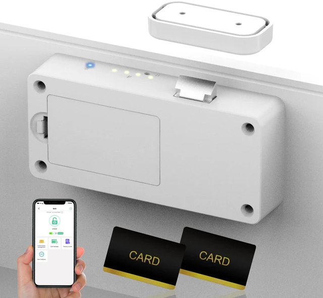 Main image of Smart Cabinet Lock, Baby Proofing Child Proof Hidden Drawer Locks | Hidden No Drill Adhesive Keyless RFID Bluetooth App Cabinet Locks for Adults File Kitchen Cupboard Liquor Closet - White