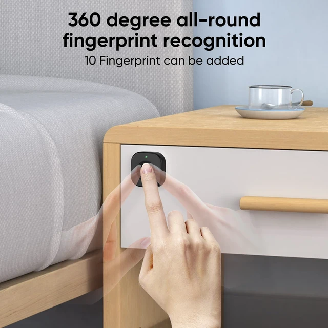 Alt view image 3 of 7 - Bluetooth Smart Cabinet Lock with Phone/Watch App Unlock, Child Proof Lock | Fingerprint Biometric Cabinet Lock, Keyless Hidden File Wardrobe Lock, Baby Proof Drawer Locks, DIY Wooden Furniture Lock