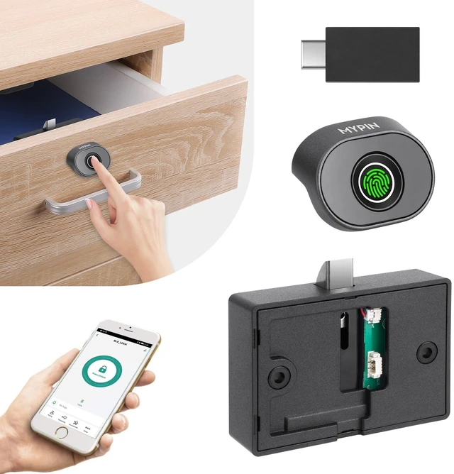 Main image of Bluetooth Smart Cabinet Lock, Child Safety Electric Fingerprint Lock | Smart Biometric Cabinet Lock, Keyless Hidden File Drawer Wardrobe Lock, DIY Wooden Furniture Privacy Lock(Alloy Steel)