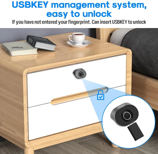 Alt view image 4 of 7 - Bluetooth Smart Cabinet Lock, Child Safety Electric Fingerprint Lock | Smart Biometric Cabinet Lock, Keyless Hidden File Drawer Wardrobe Lock, DIY Wooden Furniture Privacy Lock(Alloy Steel)