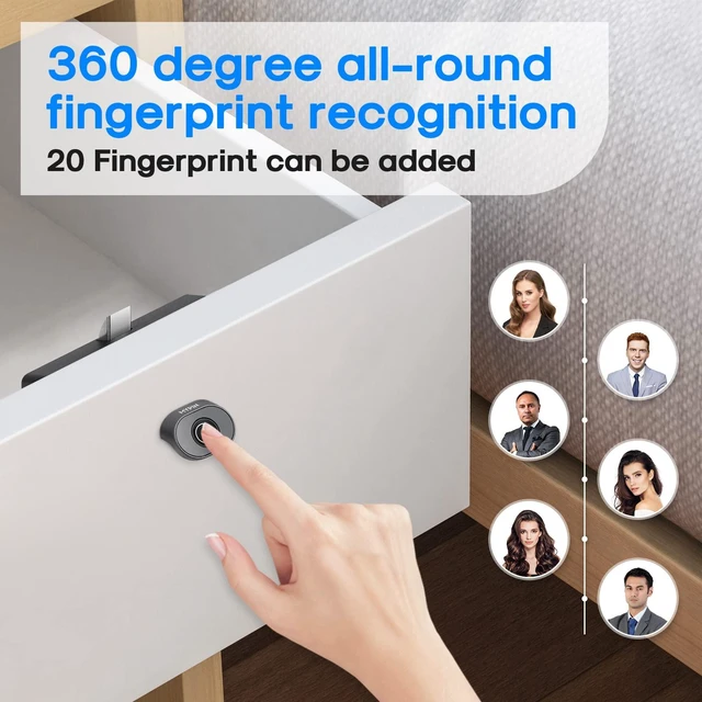 Alt view image 5 of 7 - Bluetooth Smart Cabinet Lock, Child Safety Electric Fingerprint Lock | Smart Biometric Cabinet Lock, Keyless Hidden File Drawer Wardrobe Lock, DIY Wooden Furniture Privacy Lock(Alloy Steel)