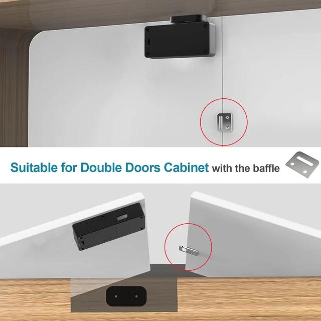 Alt view image 6 of 7 - Drawer Lock Hidden Bluetooth App Cabinet Lock, No Drill RFID NFC Keyless Electronic Lock for Desk Nightstand Dresser Liquor Kitchen Cabinet, Baby Proofing Child Safety, Black