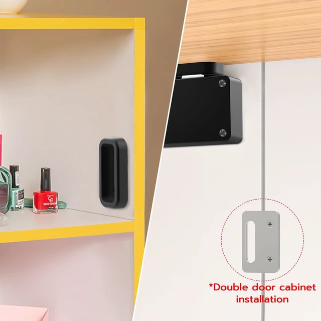 Alt view image 7 of 7 - Smart Cabinet Lock with Fingerprint, APP, Code RFID, Replaces Keyed Lock | Fits existing hole, any thickness, file cabinet, gun drawer, toolbox, dresser, office, 2 AA batteries, Horizontal Black