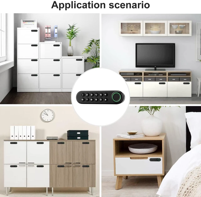 Alt view image 6 of 7 - Fingerprint Cabinet Lock, Smart Biometric Password Lock with USB Key No APP | Keyless Hidden File Drawer Wardrobe, Child Safety Cabinet Lock, DIY Wooden Furniture Privacy for Home Office, Zinc Alloy