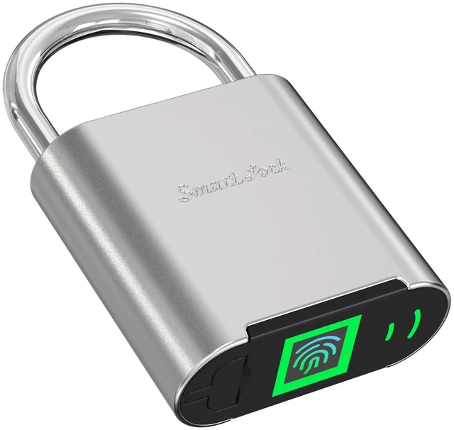 Main image of Biometric Fingerprint Padlock with Backup Electronic Key, Heavy Duty Smart Lock for Gym Locker, IP66 Waterproof Outdoor Padlock, Keyless Anti-Theft Lock for School, Gate, Toolbox & Athletes