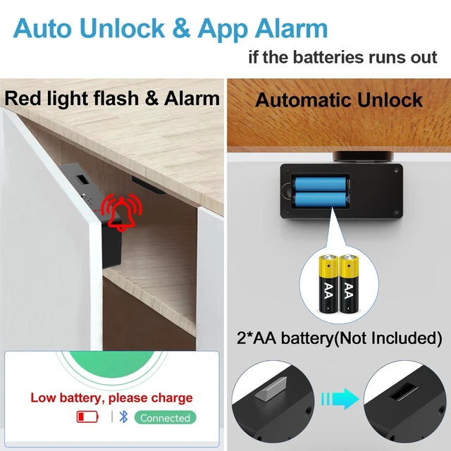 Alt view image 7 of 7 - Drawer Lock Hidden Cabinet Lock with NFC RFID Card Bluetooth APP Child Safety No Drilling Required for Kitchen Pantry Furniture Cupboard Door Black