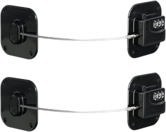 Main image of Child Safety Cabinet Locks,Fridge Lock,Closet Locks,Cabinet Lock,Black 2Pcs | Fridge Lock with Combination,Heavy Duty Refrigerator Lock,Easy Install No Keys Needed
