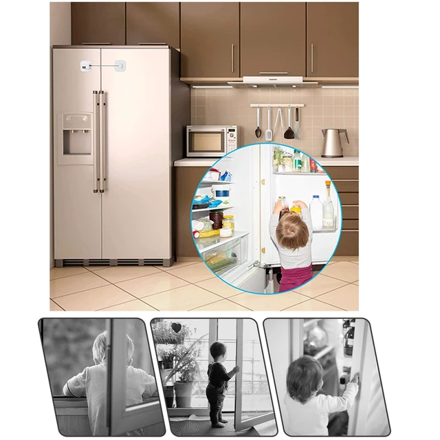 Alt view image 4 of 7 - Child Safety Cabinet Locks,Fridge Lock,Closet Locks,Cabinet Lock,Black 2Pcs | Fridge Lock with Combination,Heavy Duty Refrigerator Lock,Easy Install No Keys Needed