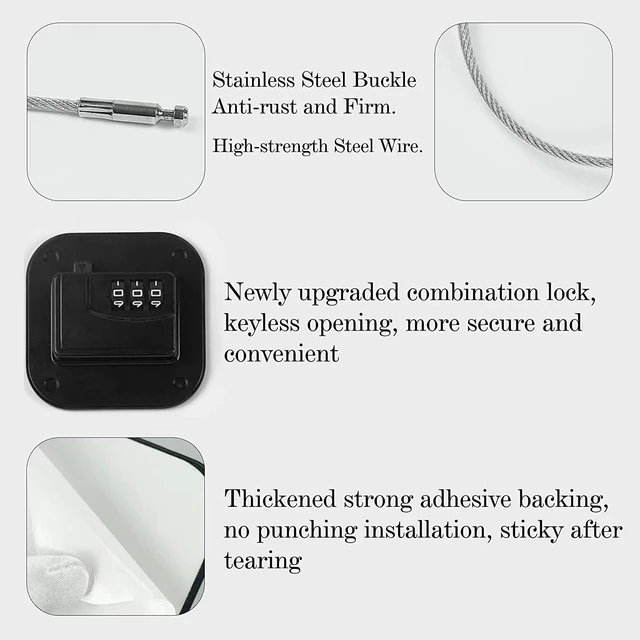 Alt view image 5 of 7 - Child Safety Cabinet Locks,Fridge Lock,Closet Locks,Cabinet Lock,Black 2Pcs | Fridge Lock with Combination,Heavy Duty Refrigerator Lock,Easy Install No Keys Needed