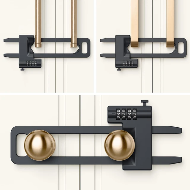 Main image of Code Cabinet Lock, 3 Pack, Keyless Double Door Drawer Lock, Long Ver | Keyless lockout to cabinet, drawer, cupboard closet and freezer, made of metal for childproof, adjustable, coded lock