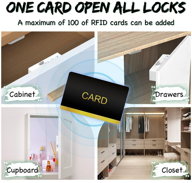 Alt view image 4 of 7 - RFID Cabinet Lock, Hidden Digital Electronic Bluetooth RFID Smart Cabinet Drawer Lock for Adults Baby Proofing Teens Liquor Cupboard File