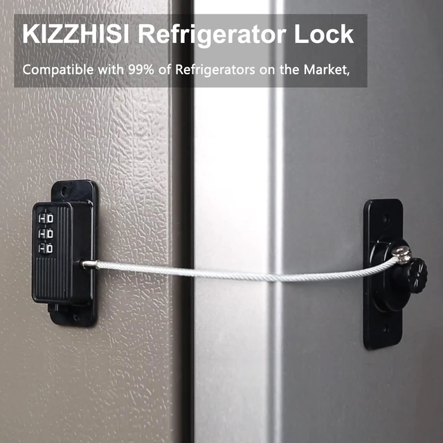Alt view image 3 of 7 - Heavy Duty Combination Refrigerator Lock (2 Pack) - Cabinet Locks Baby Proofing, No Drilling Adhesive Fridge Locks, for Fridge, Cabinets, Drawers, Window and Child Safety Cabinet Lock