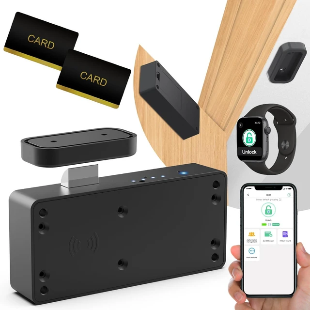 Main image of Smart Cabinet Lock, Hidden RFID Keyless Electronic Bluetooth Drawer Locks, Baby Proofing Child Safety Cabinet Locks for Liquor Cabinet Locker Drawer Cupboard Desk Dresser Adults
