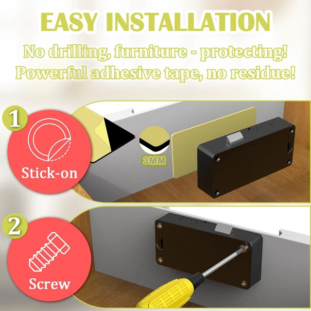 Alt view image 3 of 7 - Smart Cabinet Lock, Hidden RFID Keyless Electronic Bluetooth Drawer Locks, Baby Proofing Child Safety Cabinet Locks for Liquor Cabinet Locker Drawer Cupboard Desk Dresser Adults