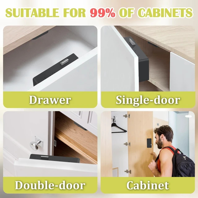 Alt view image 7 of 7 - Smart Cabinet Lock, Hidden RFID Keyless Electronic Bluetooth Drawer Locks, Baby Proofing Child Safety Cabinet Locks for Liquor Cabinet Locker Drawer Cupboard Desk Dresser Adults