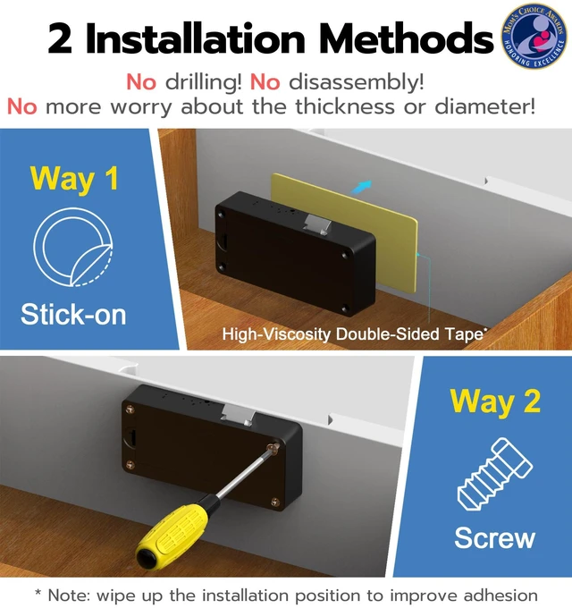 Alt view image 3 of 7 - Smart Cabinet Lock, Baby Proofing Child Proof Hidden Drawer Locks | Hidden No Drill Adhesive Keyless RFID Bluetooth App Cabinet Locks for Adults File Kitchen Cupboard Liquor Closet - Black