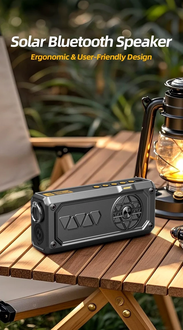 Alt view image 2 of 6 - Solar Bluetooth Speaker, Portable Outdoor Speaker with Flashlight