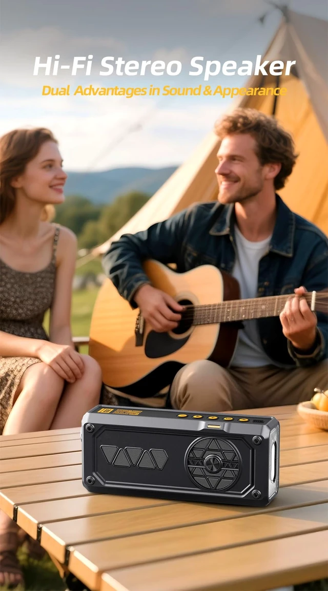 Alt view image 5 of 6 - Solar Bluetooth Speaker, Portable Outdoor Speaker with Flashlight