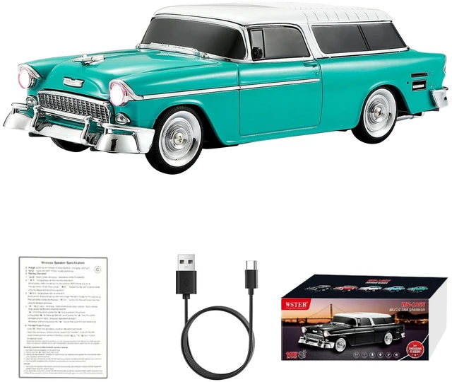 Main image of WS-1955 Classic Station Wagon Bluetooth Speaker (Green) | Classic Station Wagon Design, HD Sound & TWS Stereo, FM Radio & USB/TF Playback, LED Lights, Built-In Mic