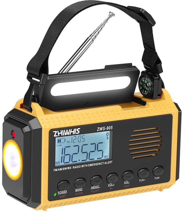 Main image of Emergency Radio with Auto NOAA Alerts, 10000mAh AM FM SW Weather Radios, Hand Crank/Solar/SOS/Flashligh/Reading Lamp/Timer Portable Receiver with Preset, for Emergencies ZWS-905